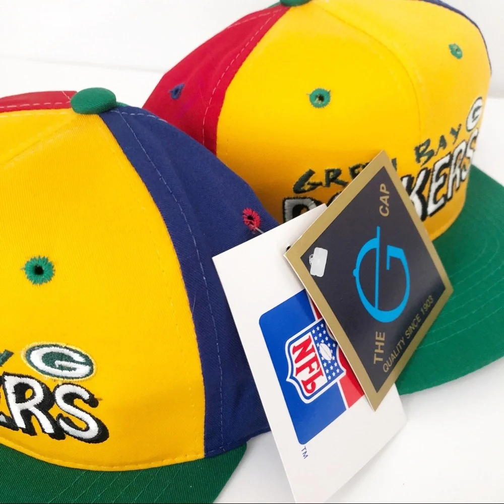 SET 2 GREEN BAY PACKERS 🏈 🧢 NFL Football HAT CAP kids youth NWT Vintage ? - Picture 2 of 6